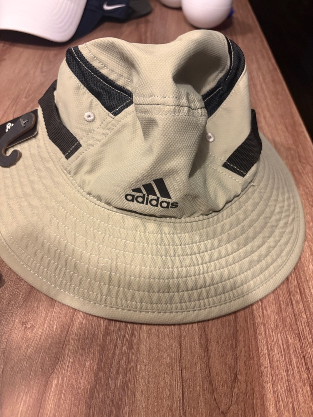 adidas Light Olive Bucket Hat with Black Accents